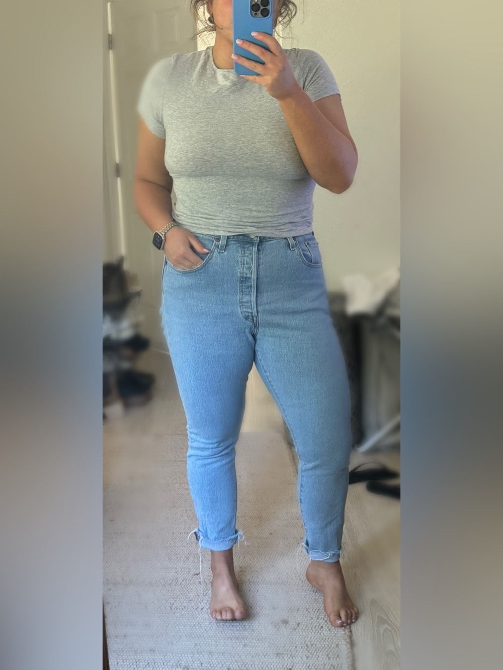 Levi's High-Rise 501 S Skinny Jeans in Light Blue Wash